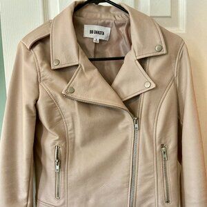 Modcloth BB Dakota vegan leather moto jacket in shell pink